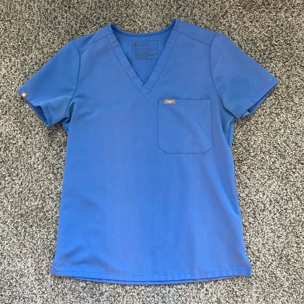 Figs Catarina One-Pocket Scrub Top Ceil Blue
